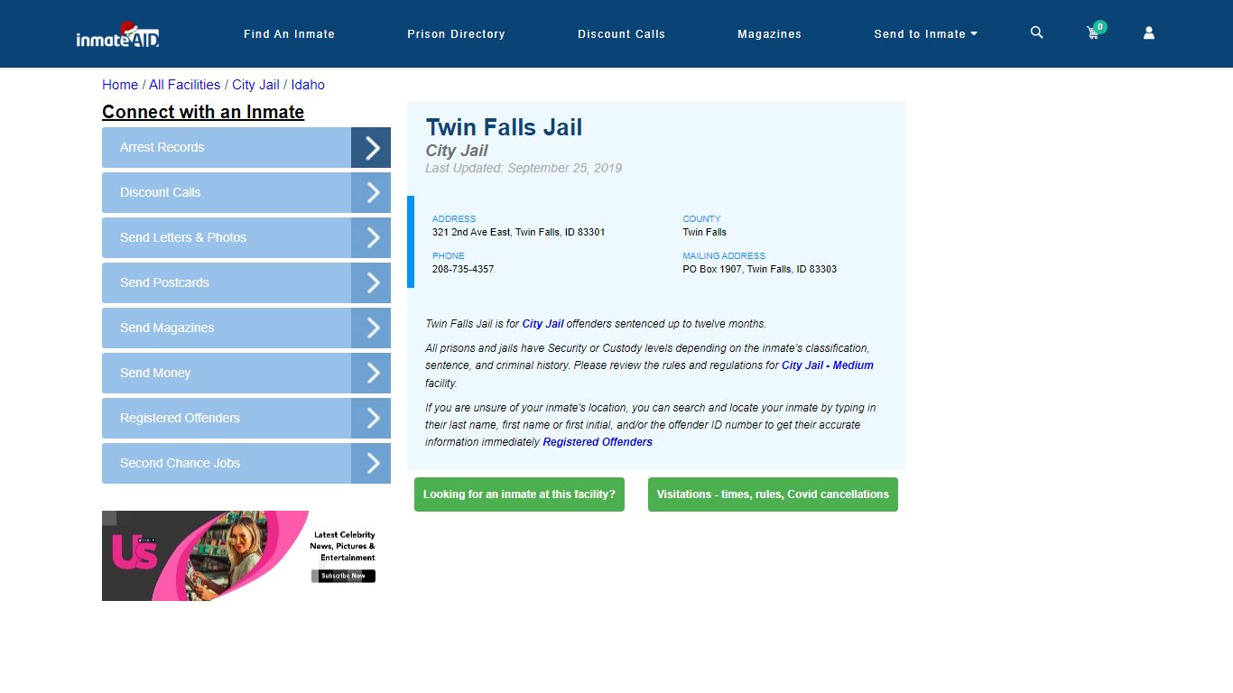 Twin Falls Jail | Inmate Locator